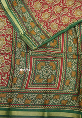 Kalanjali chanderi silk cotton kalamkari floral prints - Red